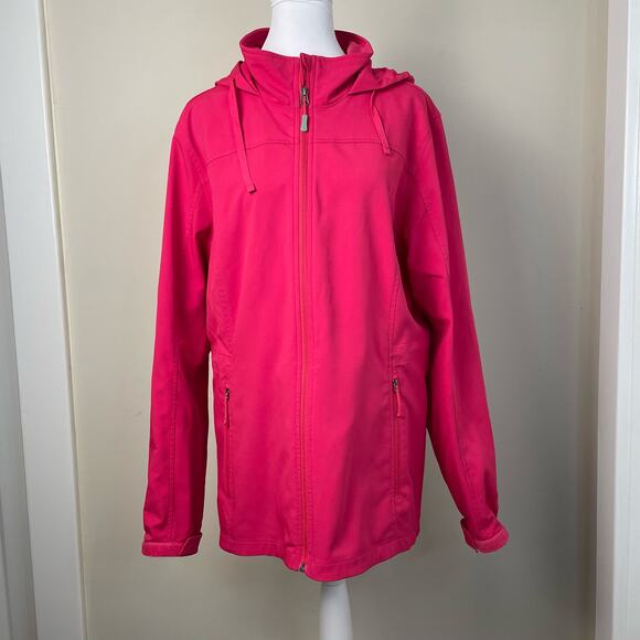 Eddie Bauer Pink Soft Shell Hooded Full Zip Jacket Size L - Picture 1 of 5